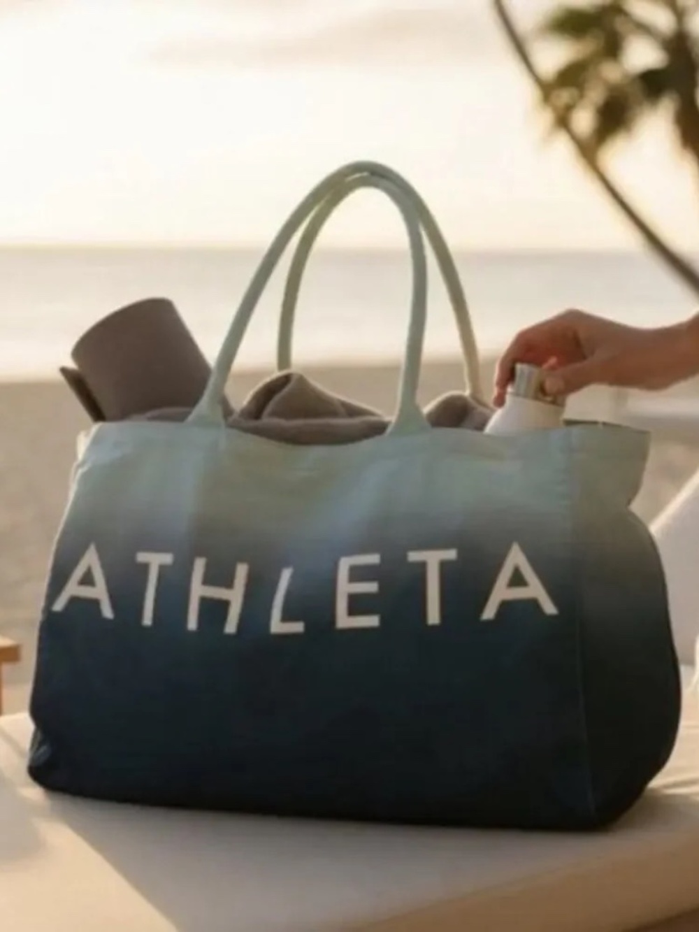 ATHLETA - BLUE OMBRE CANVAS TOTE BAG